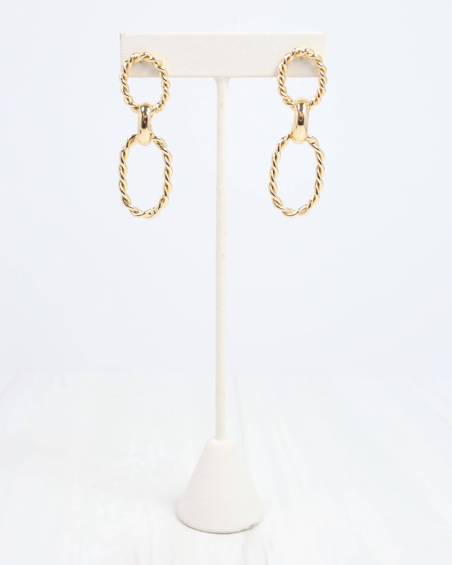 Caroline Hill Twin Pines Oblong Hoop Earring Gold