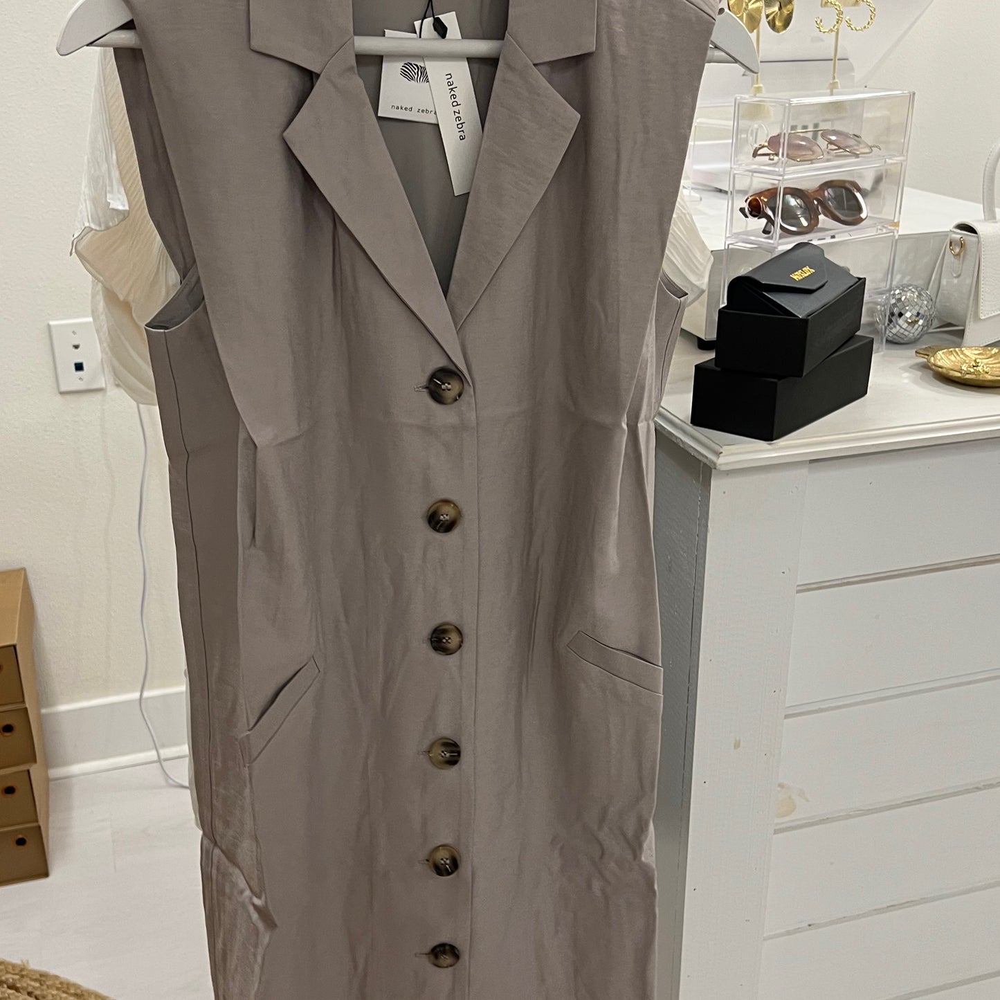 NZ Silver Shoulder Padded Dress