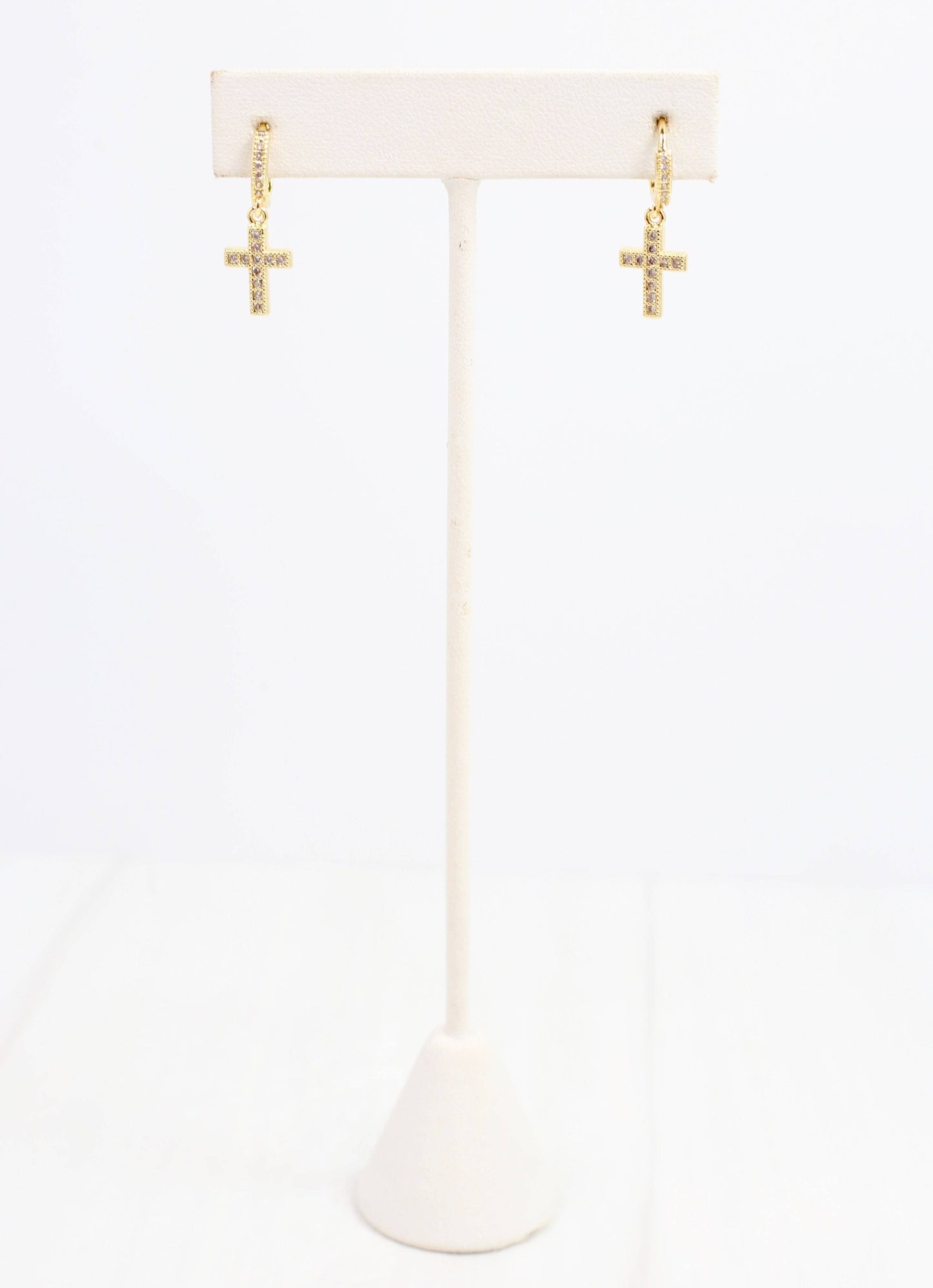 Caroline Hill Darwin CZ Cross Earring Gold