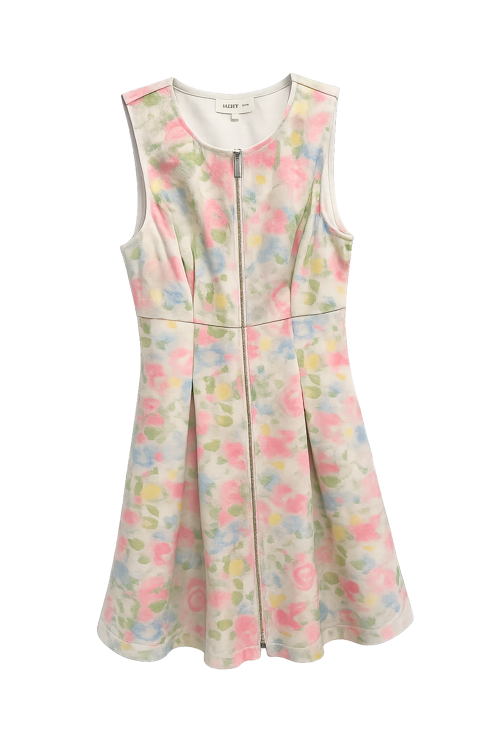 floral mini dress with front zipper