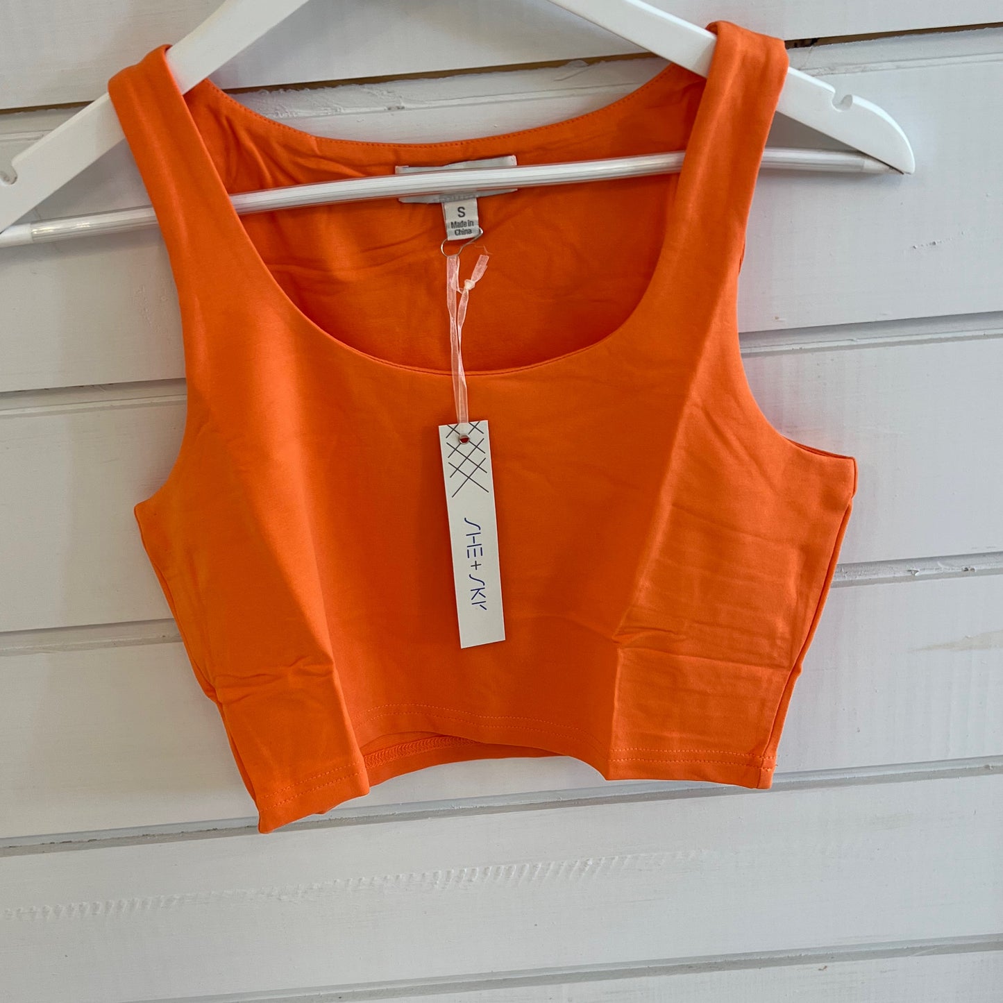 She & Sky crop tank orange