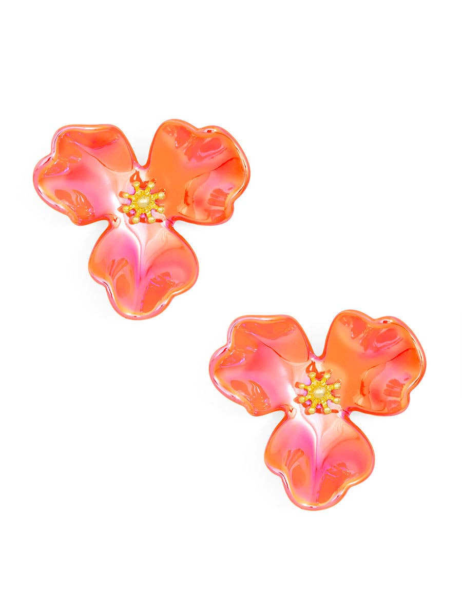 Zenzii Iridescent Resin 3-Petal Stud Earring