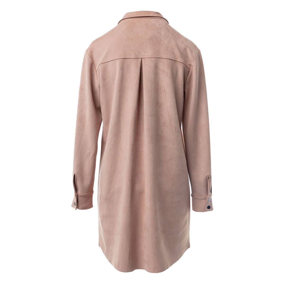 Long Sleeve Mini Faux Suede Shirt Dress