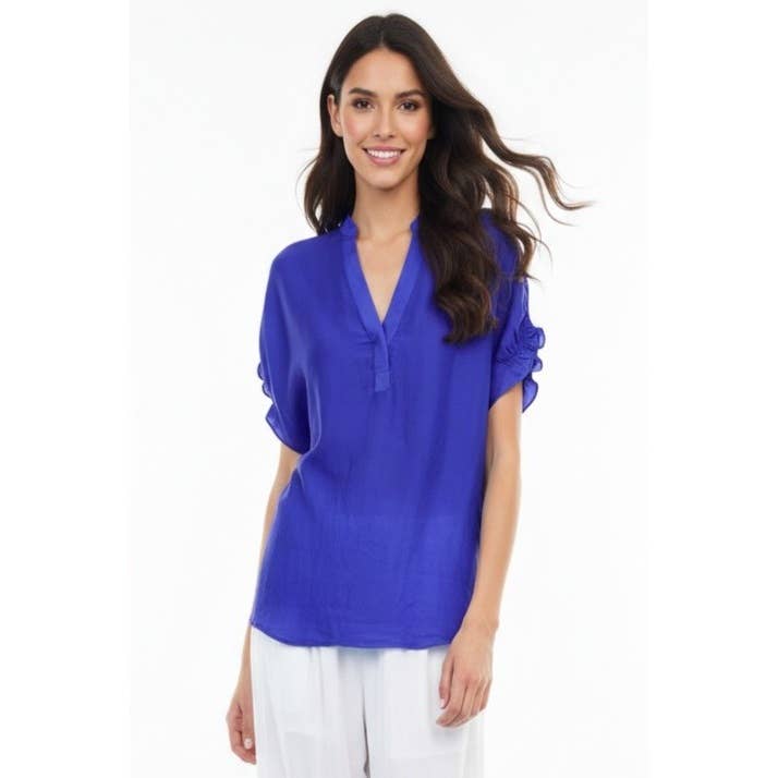 Flutter Sleeve Blouse With Back Detail