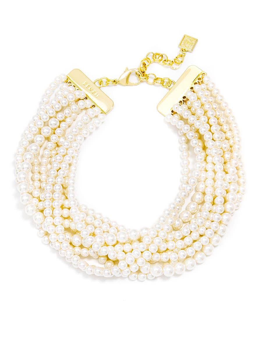 Zenzii 10 Strand Small Pearl Collar Necklace N2151