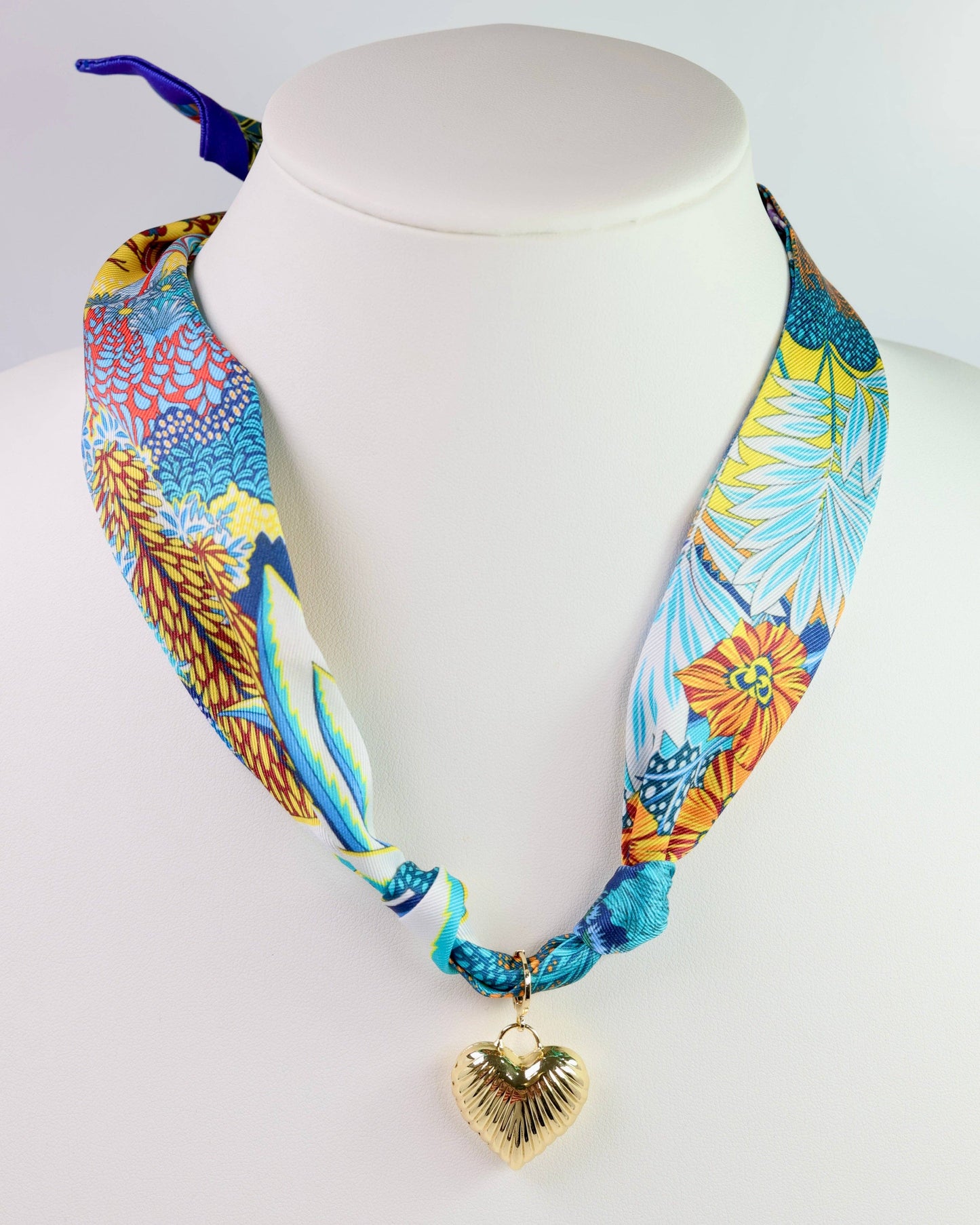 Lillie Scarf Charm Necklace BLUE YELLOW