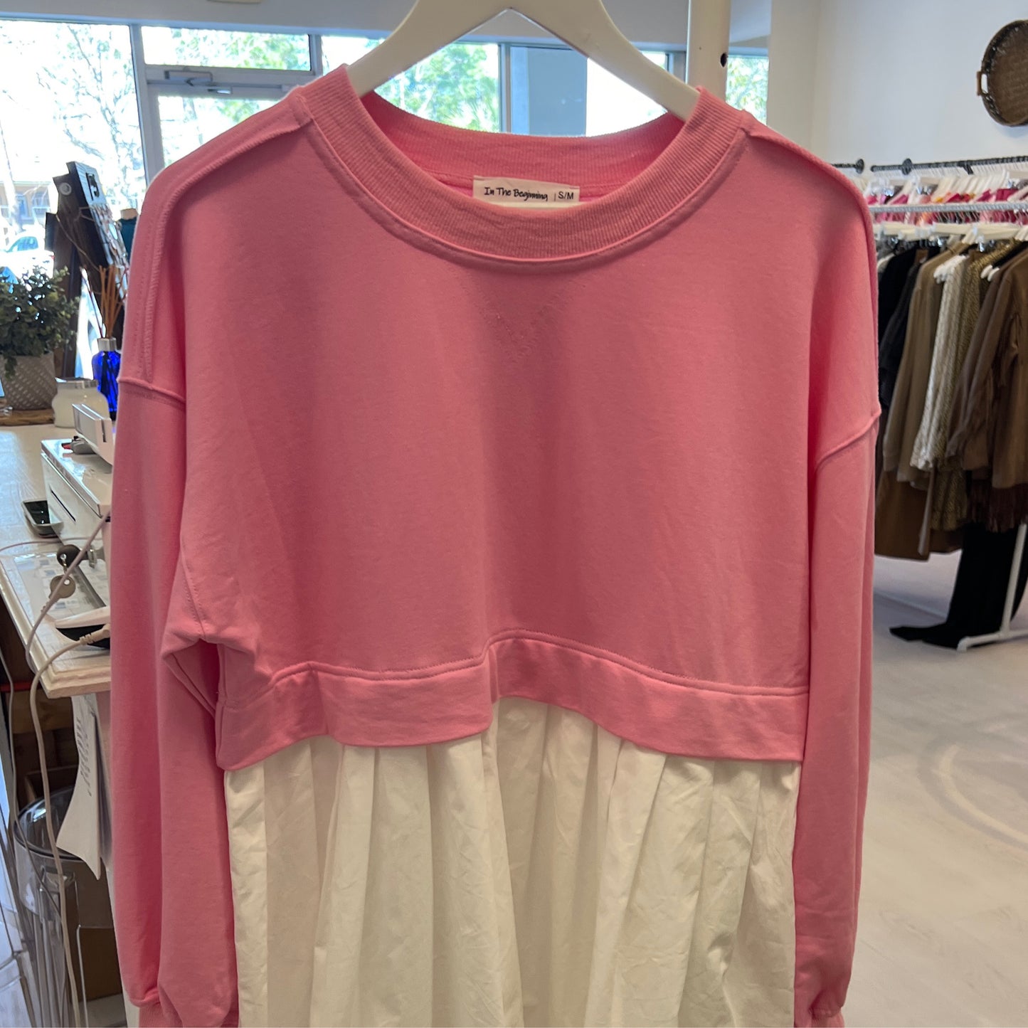 In the beginning sweatshirt dress-pink