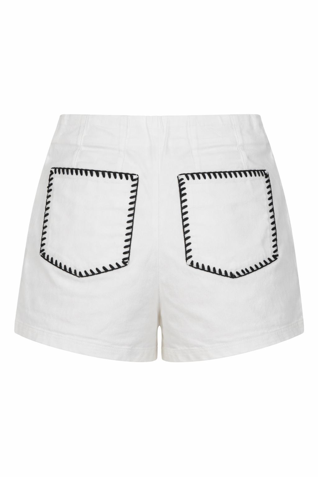Nautical Contrast Stitch High-Waist Shorts