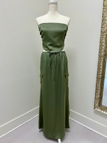 Sage top with maxi skirt