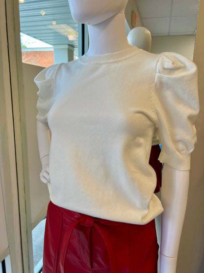 White puff sleeve sweater