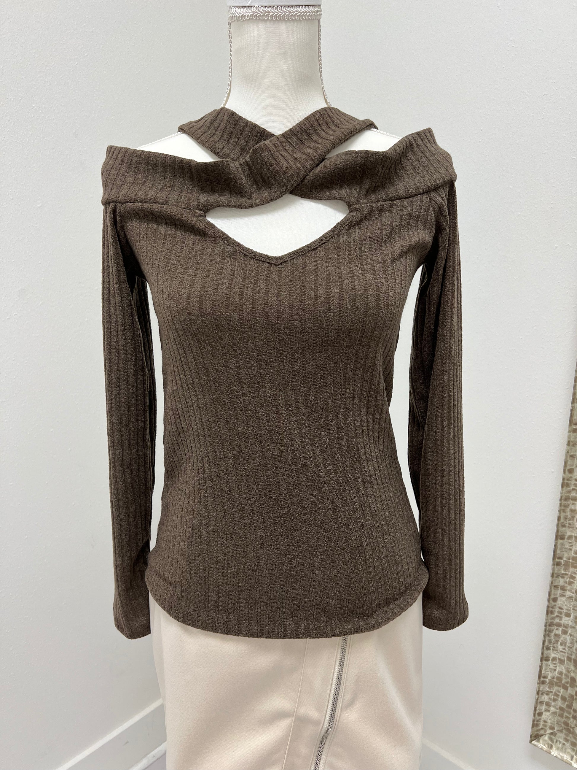 Brown criss cross top