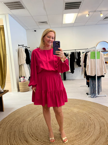 Pink smocked waist dress