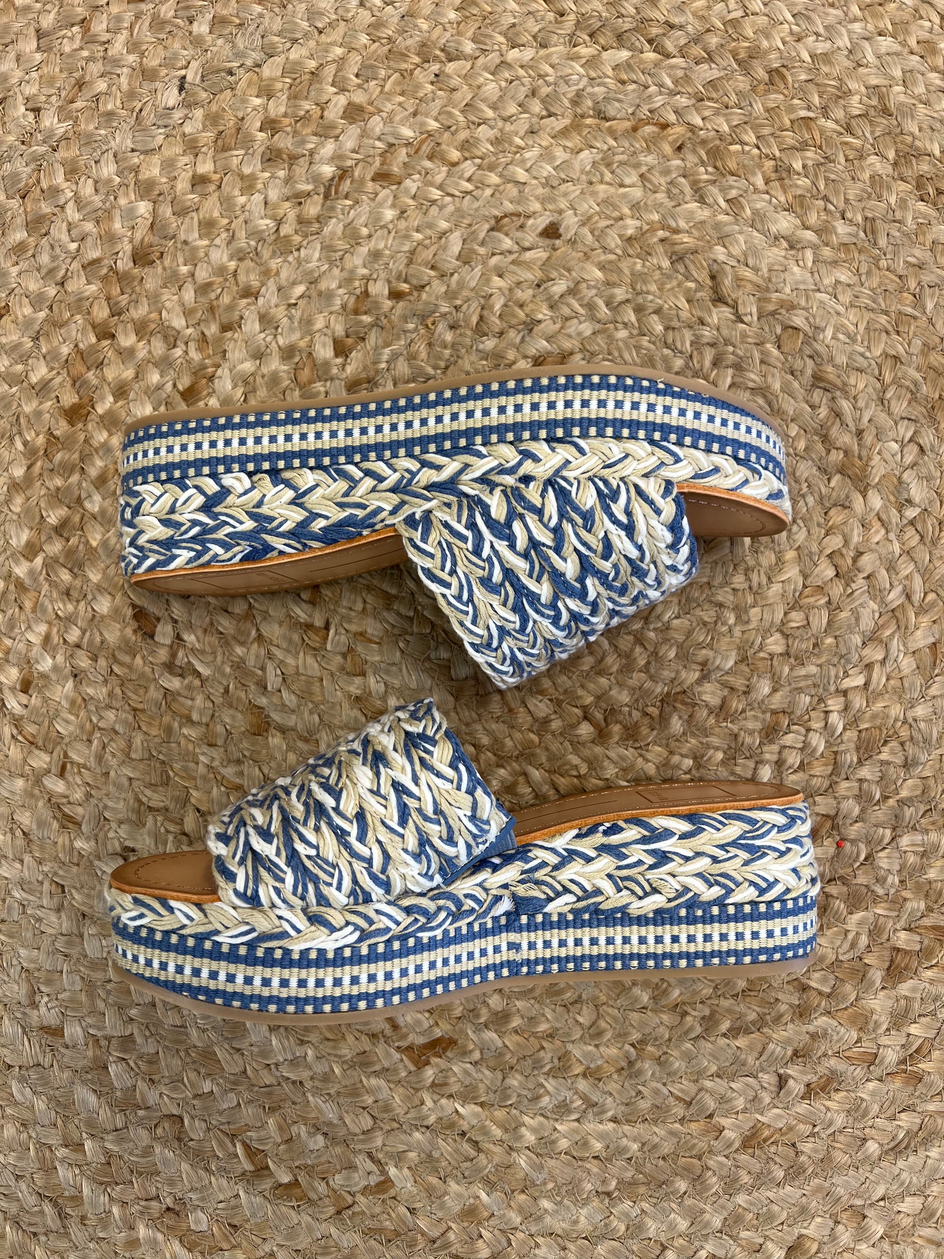 Blue multi slip on sandal
