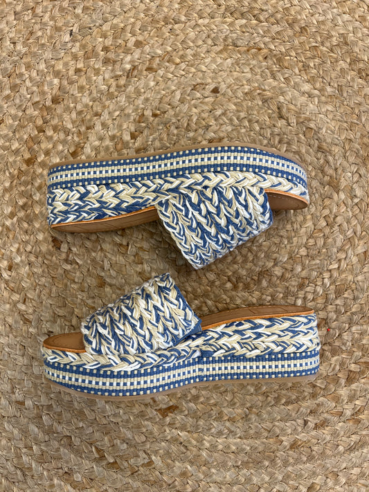 Blue multi slip on sandal