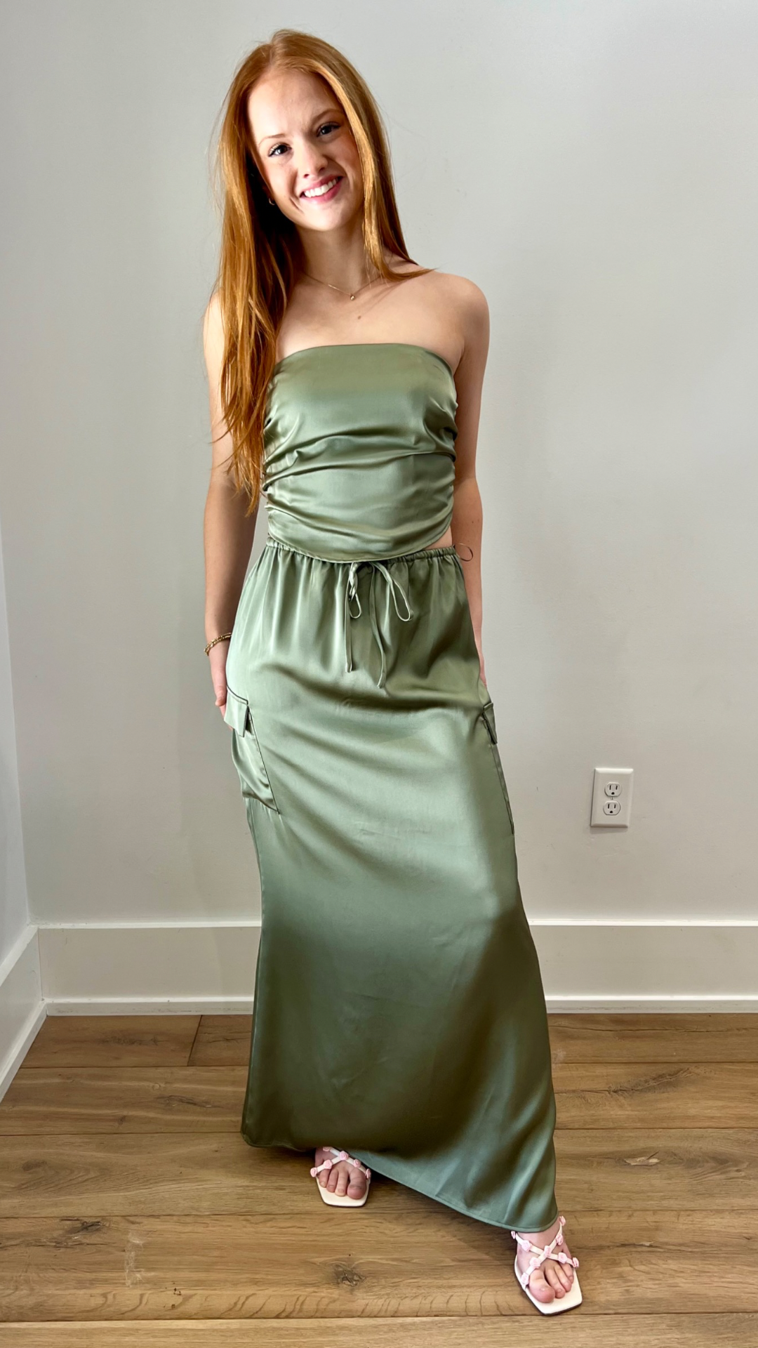 Sage satin set