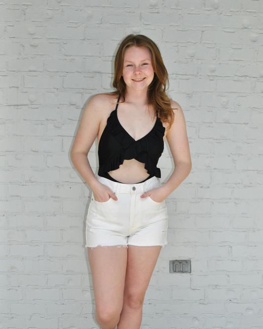 White denim shorts