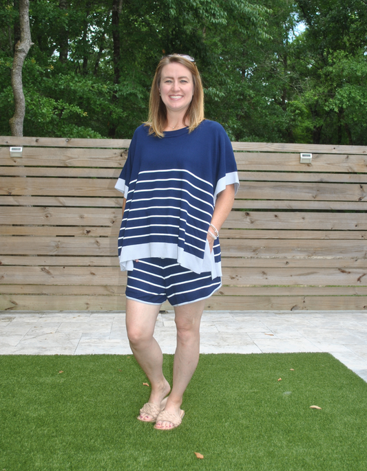 Navy striped set