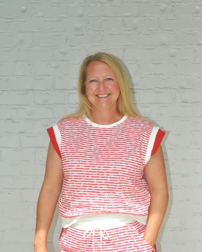 Red/white striped top