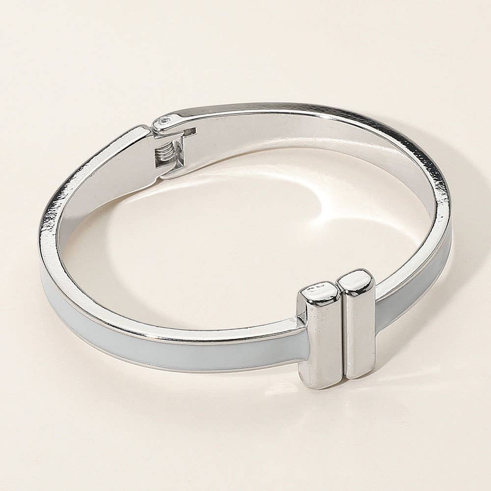 Metal Bar Tip Enamel Hinged Bangle Bracelet