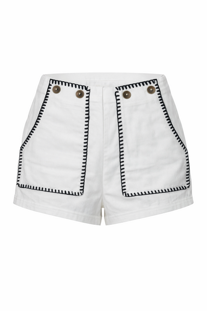 stitched white shorts