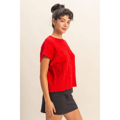 Sleeveless Oversized Cable Knit Sweater Vest