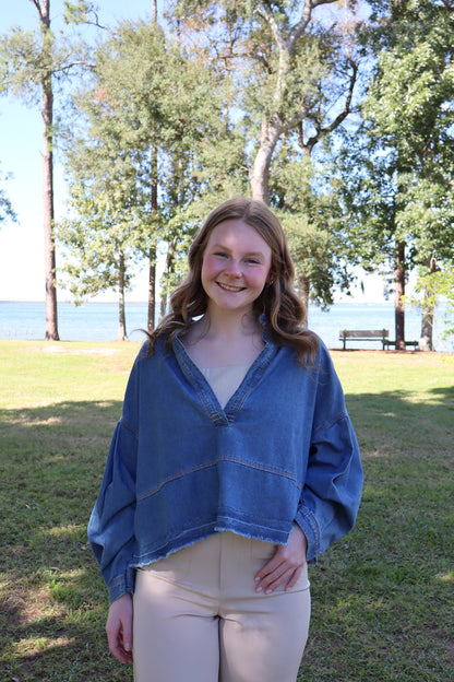 denim pullover