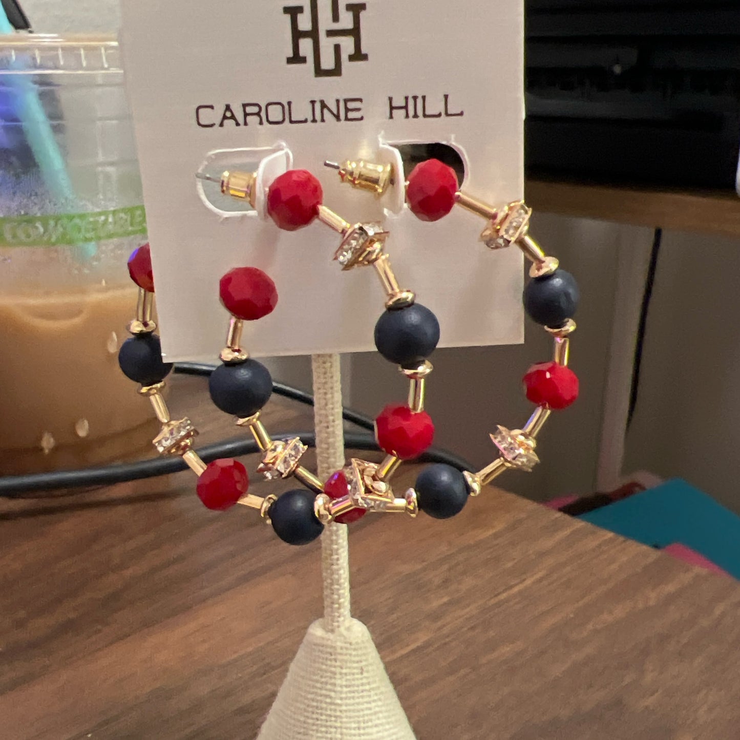 Caroline hill red navy beaded hoop