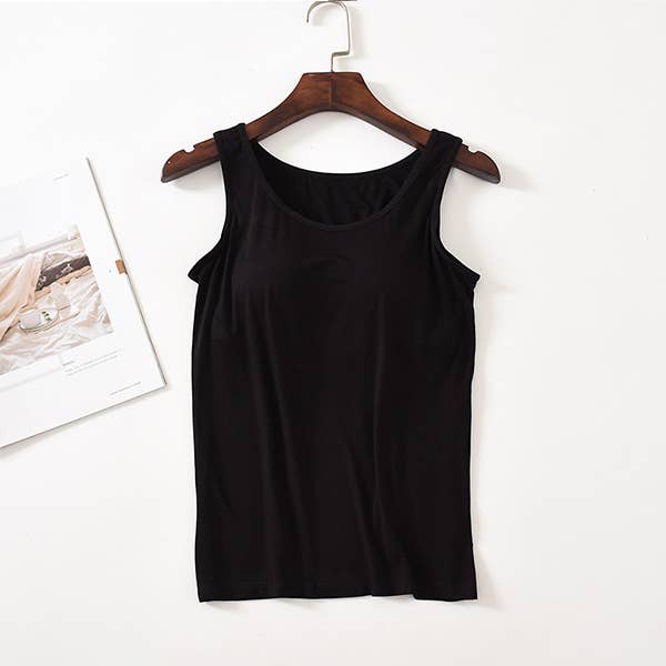 Regular basic soft flowy built-in bra tank top