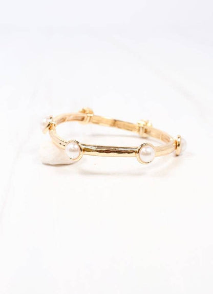 Caroline Hill Mona Pearl Stretch Bracelet GOLD
