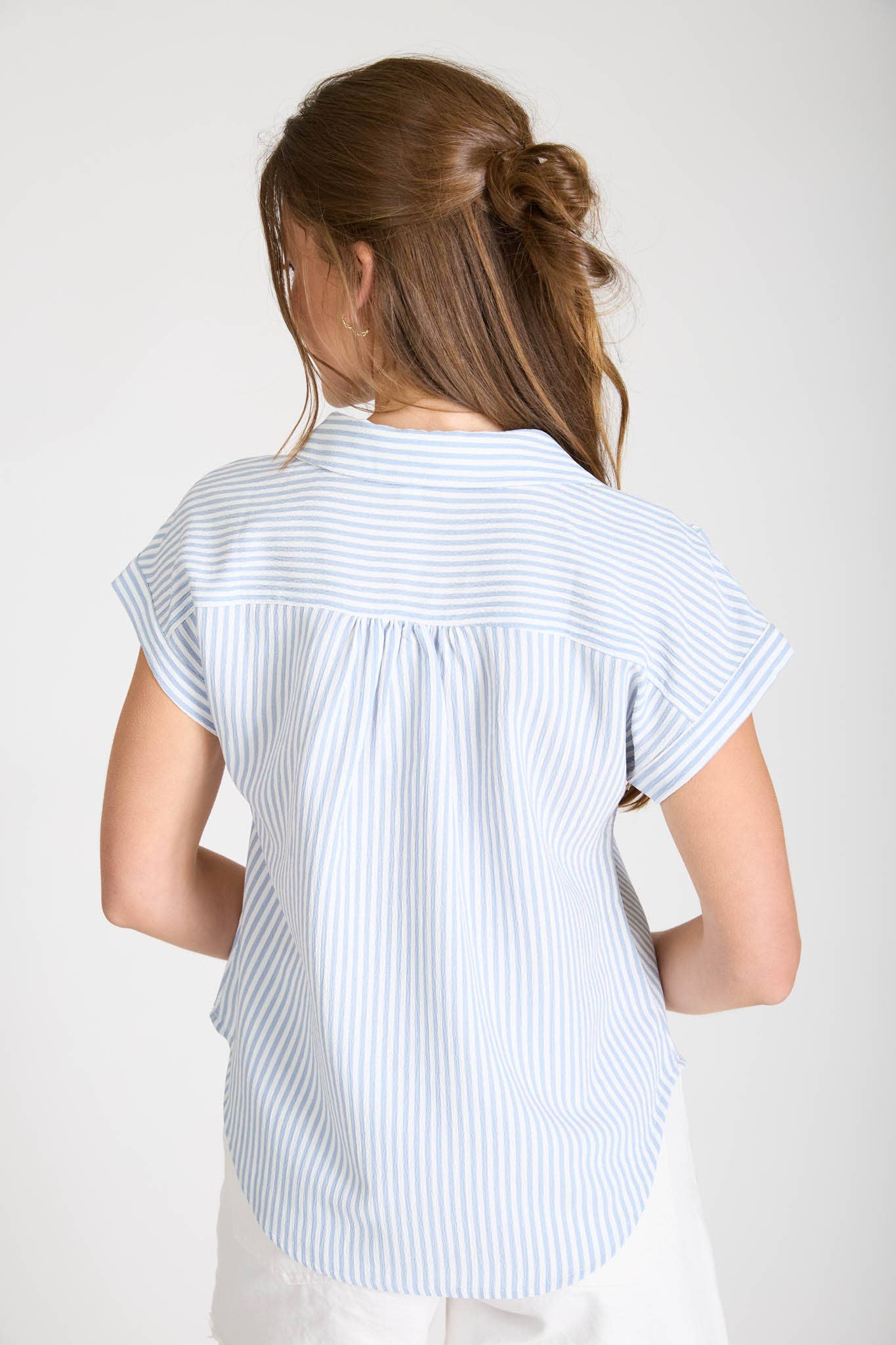 Stripe Collared V-neck