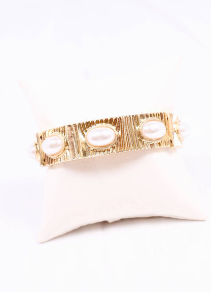 Caroline Hill Pascal Pearl Stretch Bracelet GOLD