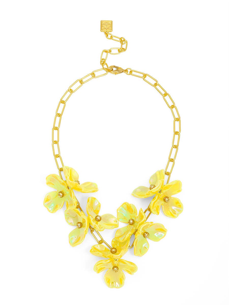 Zenzii Iridescent Resin 3-Petal Collar Necklace