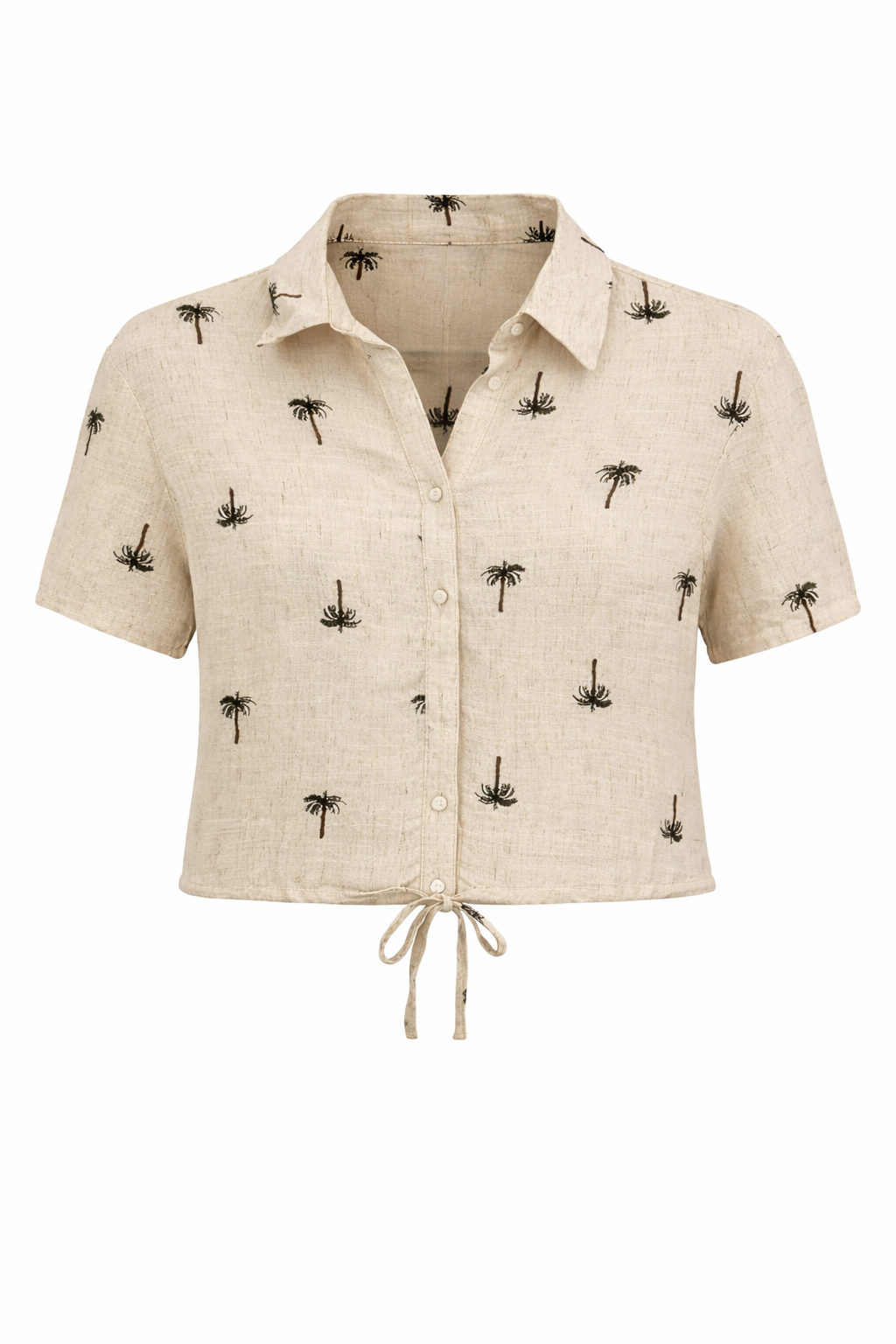 palm tree printed top button up