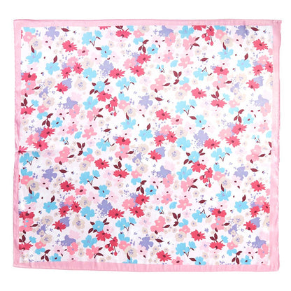 Pastel Meadow Floral Printed Square Silky Satin Scarf