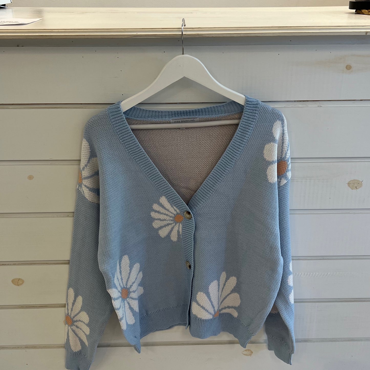 Miss Sparkling Blue daisy sweater
