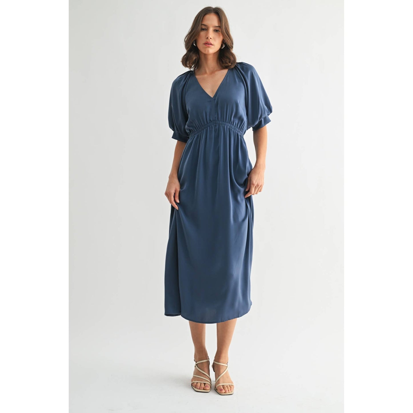 Sylvia Satin Balloon Sleeve Dress
