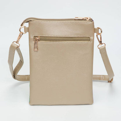 Glittered Vertical Strip Mardi Gras Flat Mini Crossbody Bag