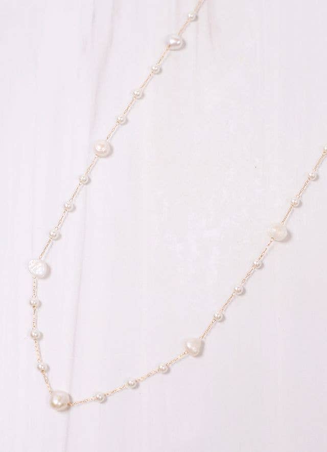 Roonie Pearl Lined Necklace CREAM