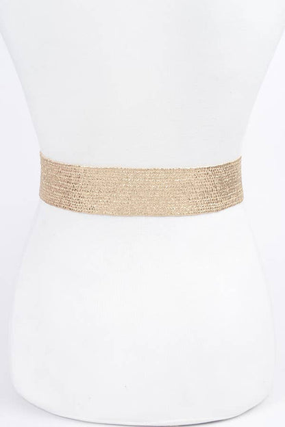Metallic Stretch Belt w/Pearl Metal Bucklt