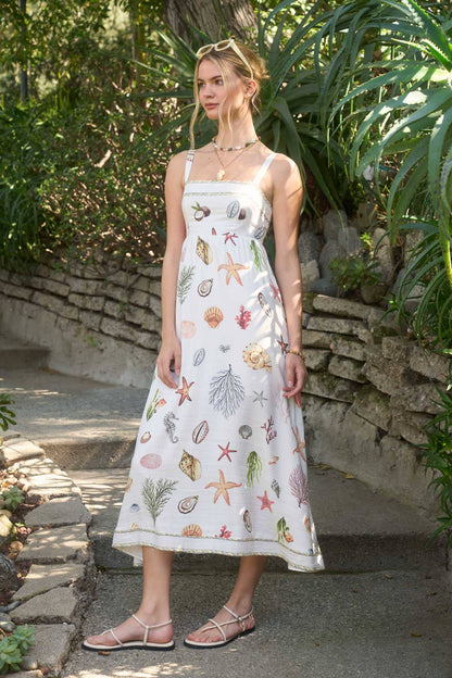 Nautical Print Midi Dress