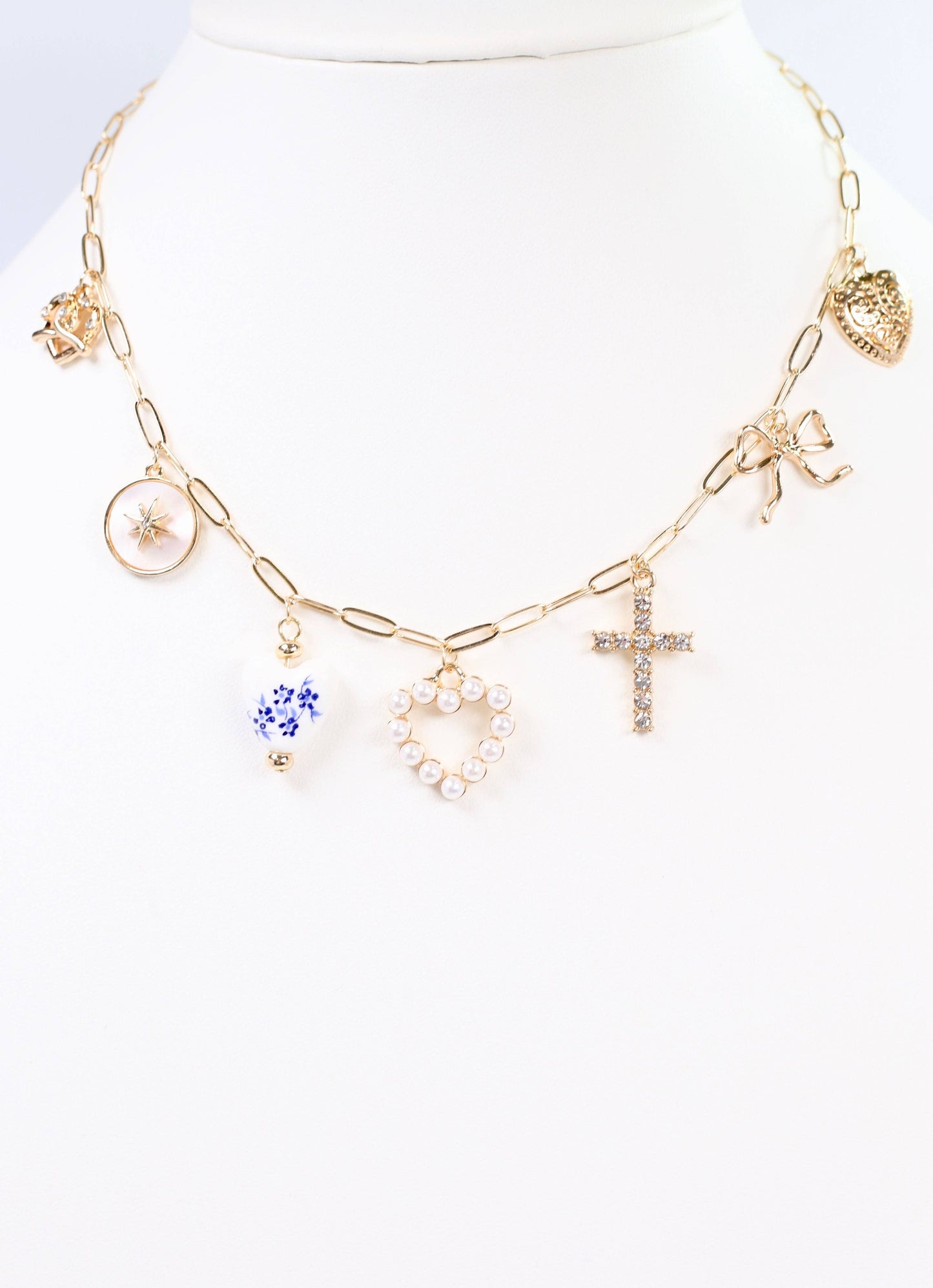 Caroline Hill Mario Charm Necklace Gold