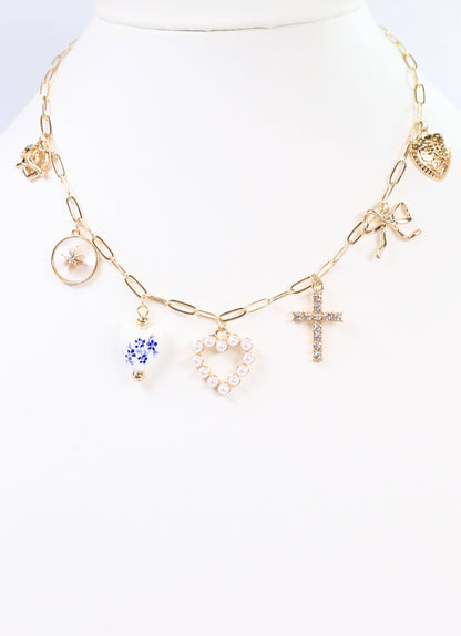 Caroline Hill Mario Charm Necklace Gold