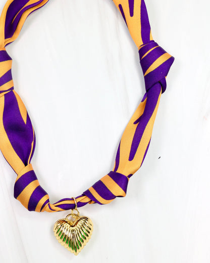 Serafina Scarf Charm Necklace Purple Gold