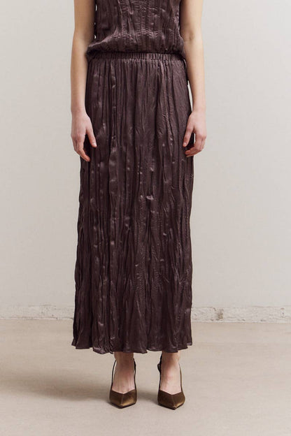 Pleated Wrinkle Satin Skirt