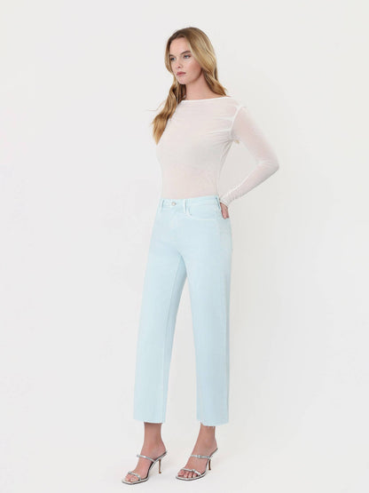 HIGH RISE WINTER SKY COLOR CROP WIDE LEG JEANS T5894WSK