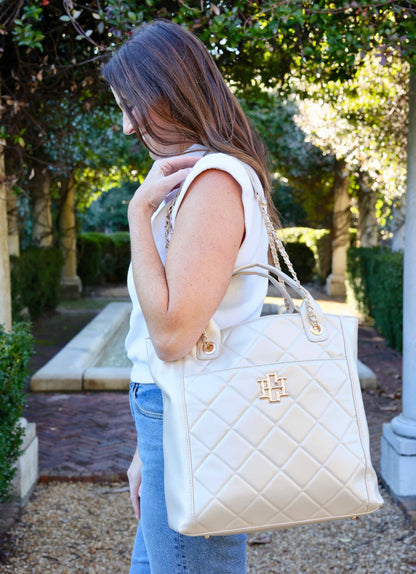 Caroline Hill Kinzley Tote PEARL QUILTED LD