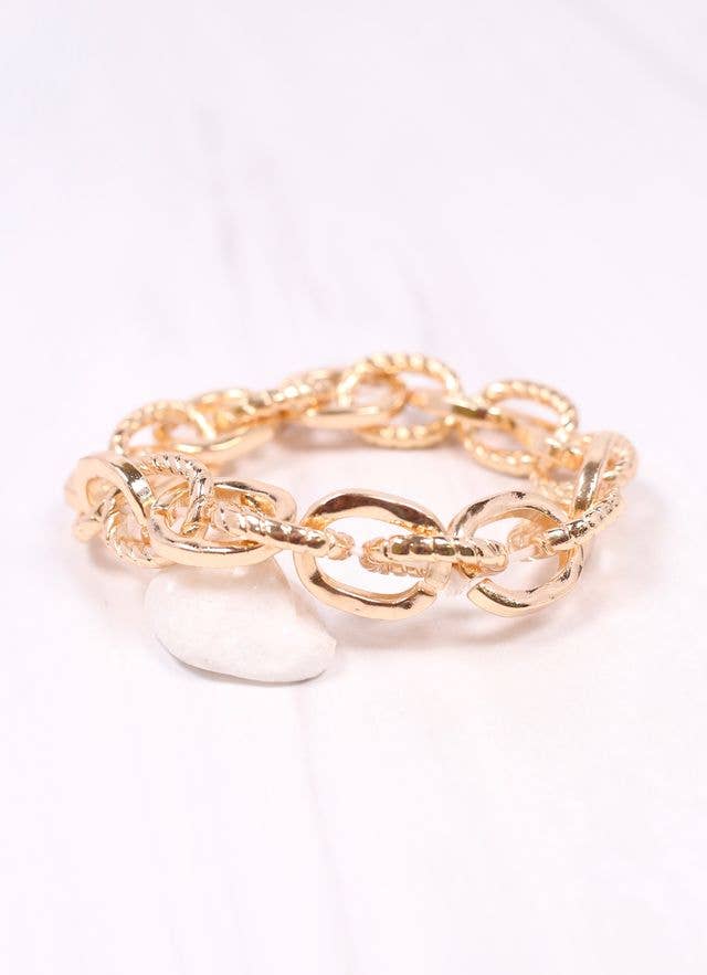 Caroline Hill Mason Link Stretch Bracelet GOLD