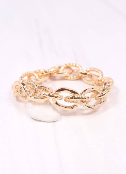 Caroline Hill Mason Link Stretch Bracelet GOLD