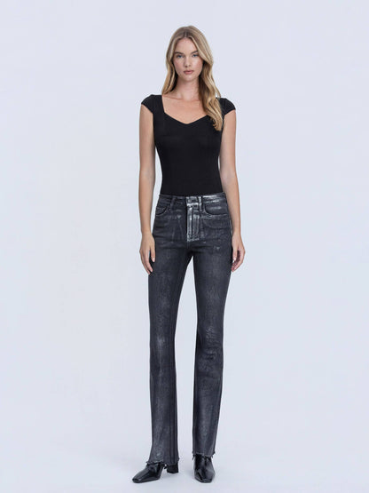 Metallic Black Bootcut Jeans by Flying Monkey