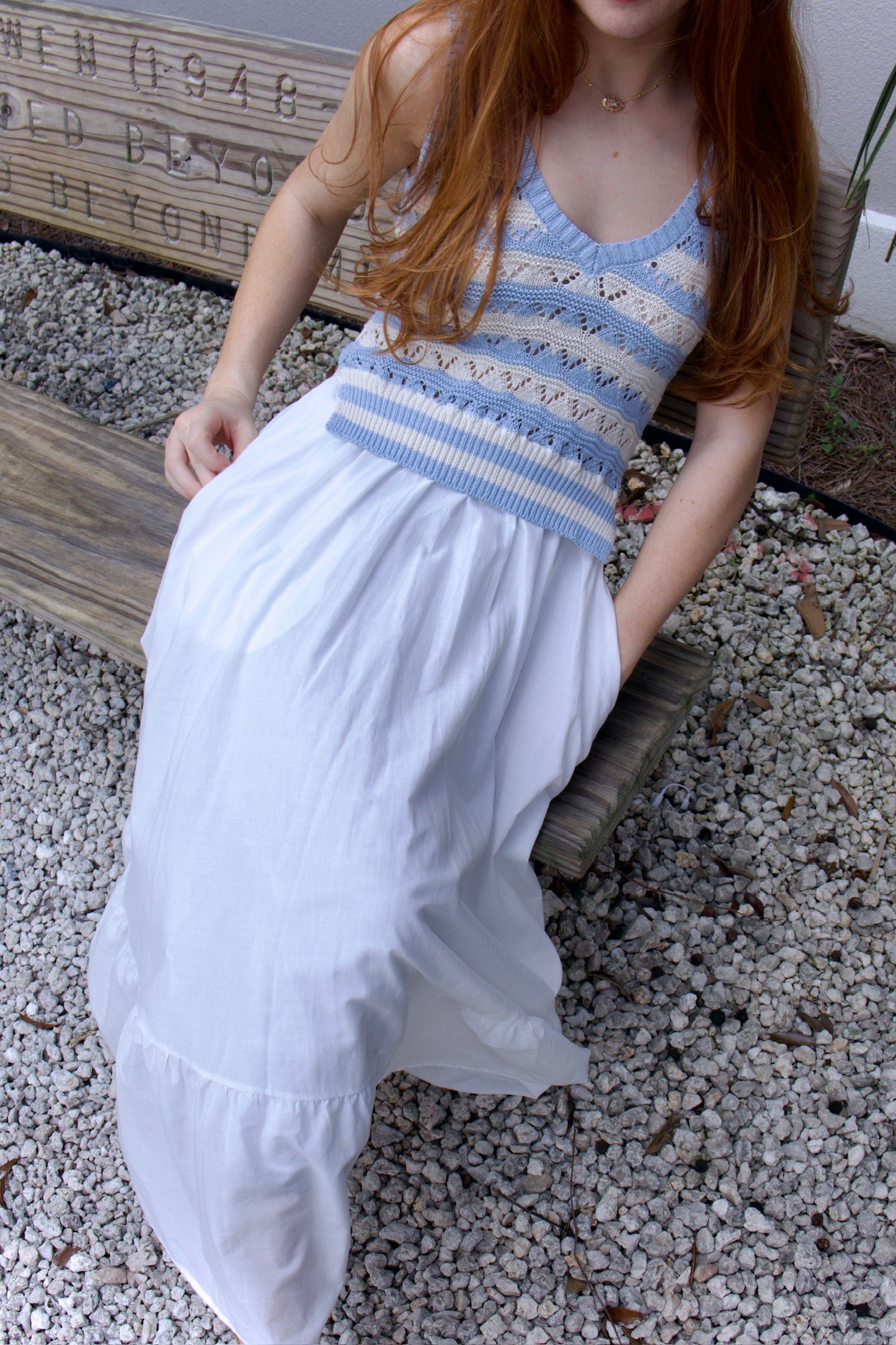 The Carter White/Blue Combo Dress